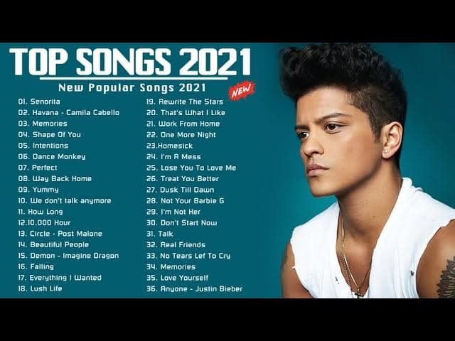 Top Songs 2021 - Adele, Justin Bieber, Katty Perry, Bruno Mars, Ed Sheeran, Maroon 5, Sam Smith..