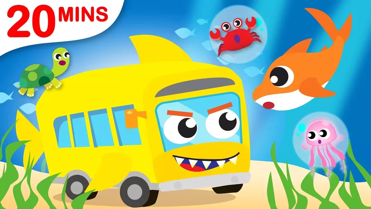 Baby Shark on the Shark Bus | Itsy Bitsy Did You See My Web | Puppy Chase by Little Angel