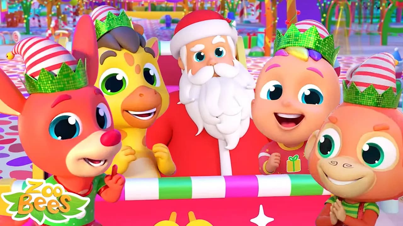 Five Little Elves Playing Peek A Boo Christmas Song & Carol Music by Zoobees