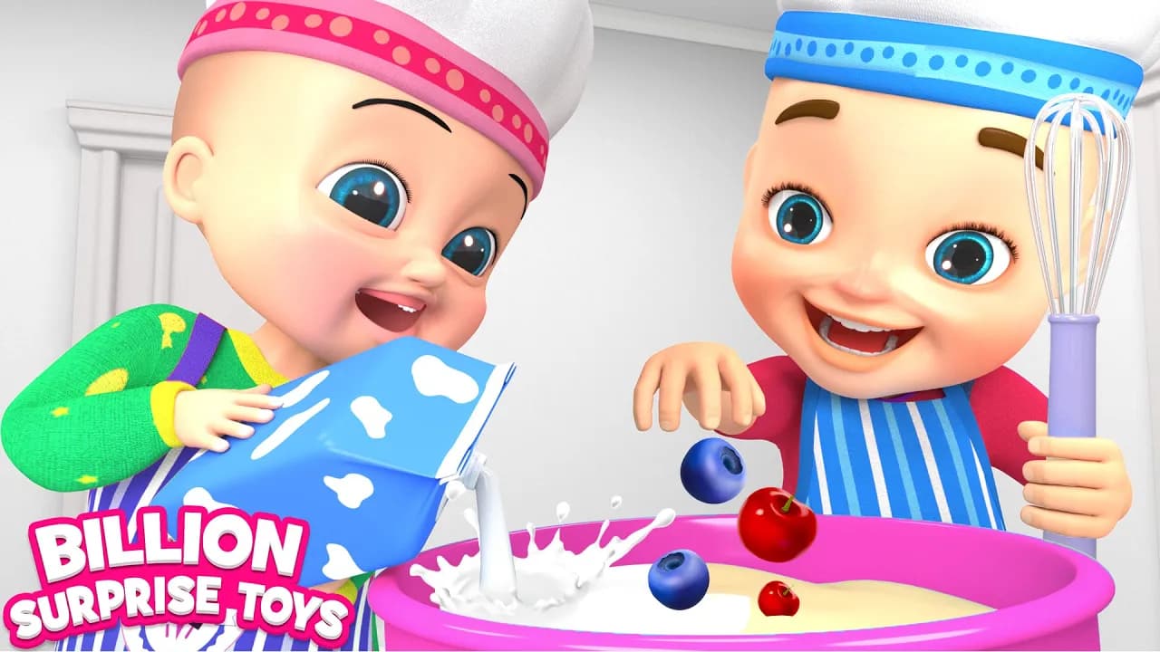 Johny and Chiya really wants some cake! So mommy is teaching them how to make it BillionSurpriseToys