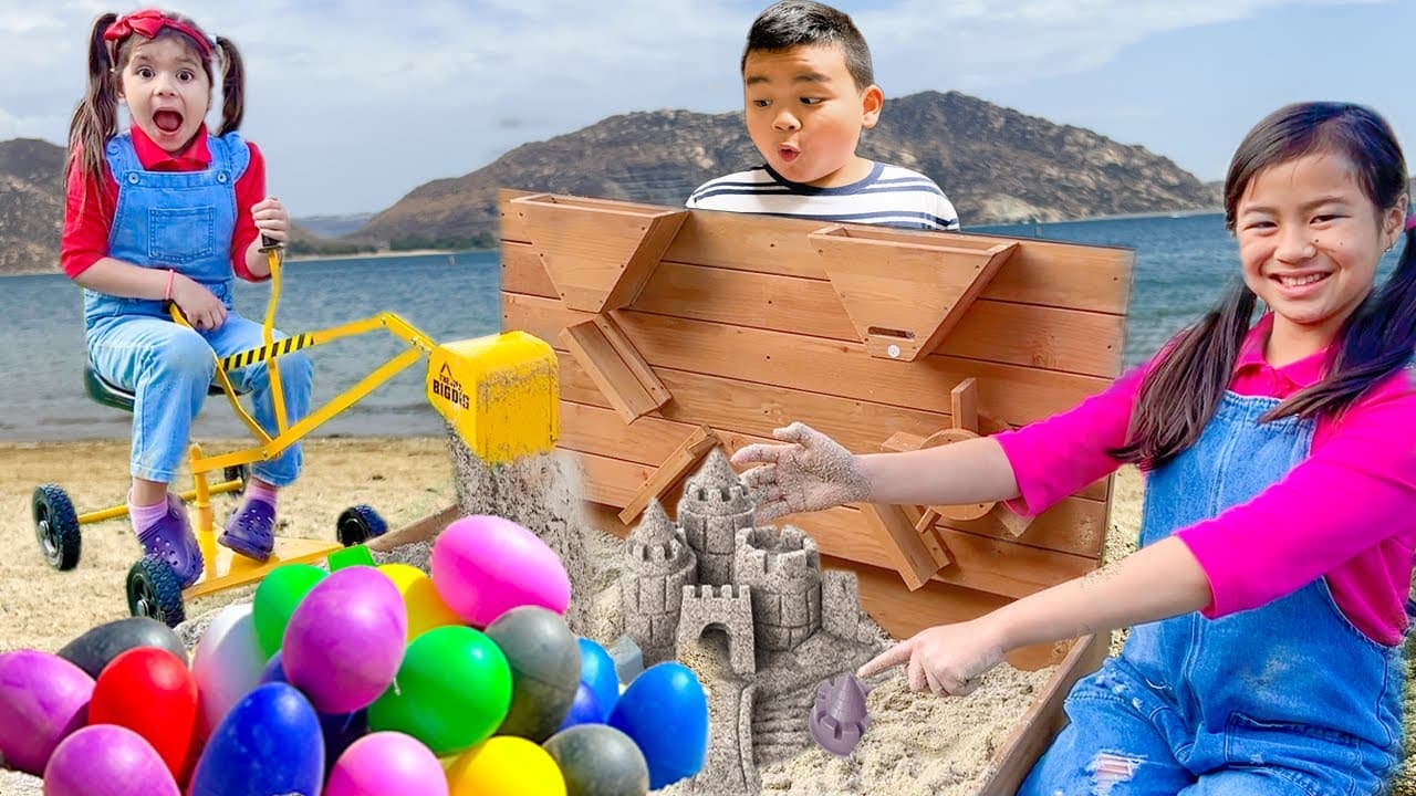 Jannie and Charlotte Play on the Beach with Friends